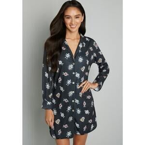 Modcloth x Breakfast for Dinner Long Sleeve Sleep Shirt Robot Print Womens Small